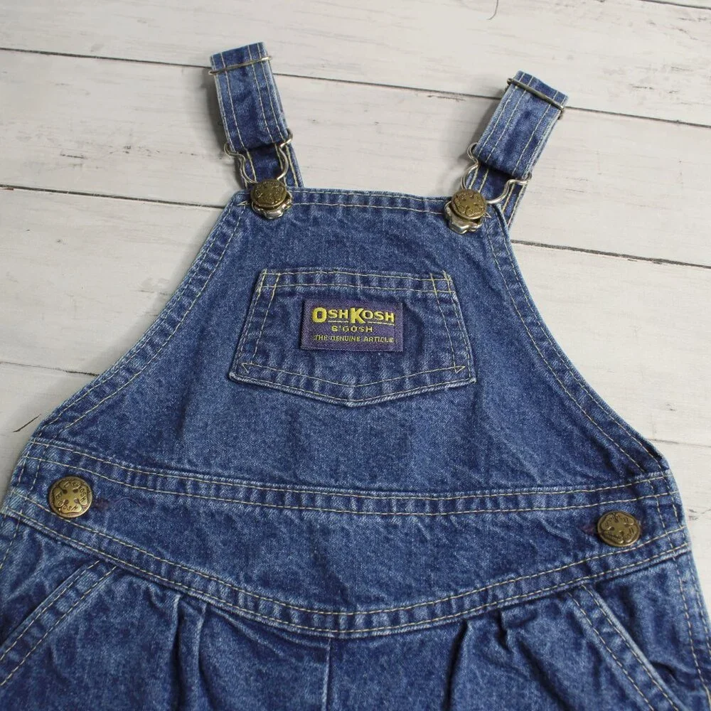 Oshkosh B'gosh Vestbak Denim Bib Overalls Shorts Baby Girl's Size 24 Months USA